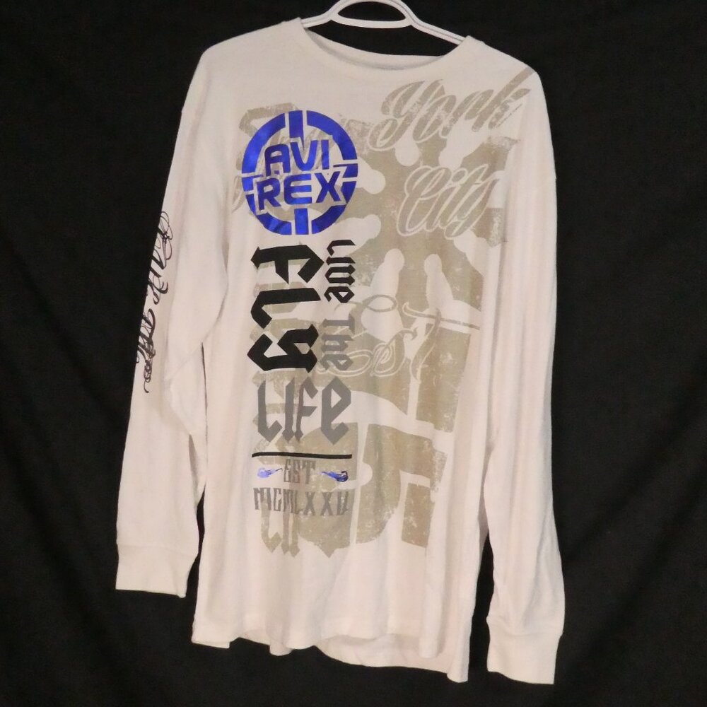 AVIREX | xl - extra large | White Graphic Long Sleeve T-Shirt / Tee | NWT